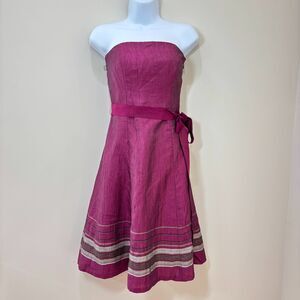 Y2K Vintage Purple Iridescent Dress 0 Strapless Waist Tie Prom Fairy 90s Hoco